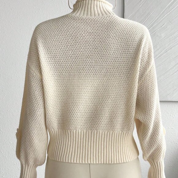 Apricot Casual Women's Loose Floral Print Turtleneck Pullover Sweater - Picture 2 of 9